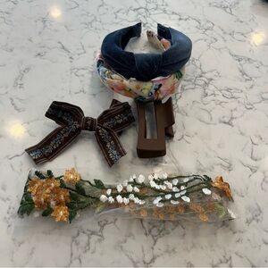 Lot of 5 Hair Accessories Headbands Clips Bow